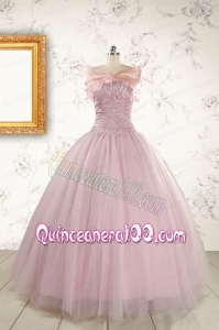 2015 Pink Appliques Strapless Sweet 16 Dresses with Wrap