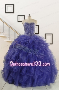 2015 Pretty Sweetheart Quinceanera Dresses with Sequins and Ruffles