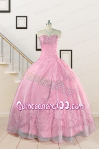 Pretty Baby Pink Quinceanera Dresses with Beading and Appliques for 2015