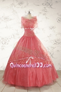 Watermelon Cheap Appliques Quinceanera Dresses for 2015