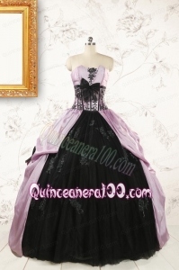 2015 Cheap Strapless Quinceanera Dresses with Appliques and Ruffles