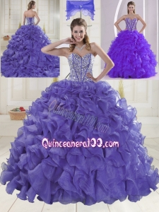 Sweet Sweetheart Brush Train Lavender Quinceanera Dresses in Sweet 16