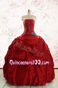 2015 Cheap Strapless Quinceanera Dresses with Beading