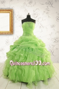 Perfect Green Quinceanera Dresses with Beading and Ruffles