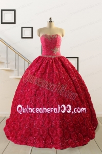 2015 Customize Special Fabric Beading Sweet 16 Dress in Coral Red