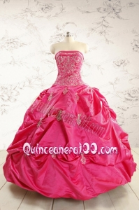 2015 Beautiful Strapless Quinceanera Dress with Appliques