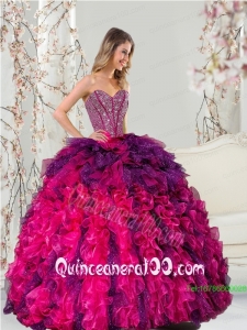Detachable Multi-color Sweet 16 Dresses with Beading and Ruffles for 2015