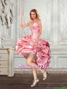 2015 Custom Made Beading and Pick-ups Baby Pink Dama Dress