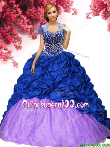 Classical Royal Blue and Lilac Quinceanera Dress with Beading and Pick Ups