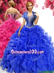 Perfect Ruffled and Applique Sweet 16 Dress in Royal Blue
