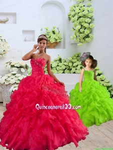 New Style Organza Coral Red Princesita Dress with Beading and Ruffles for 2015