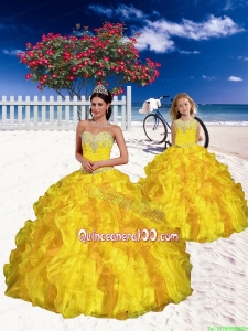 2015 Most Popular Appliques and Beading Yellow Princesita Dress