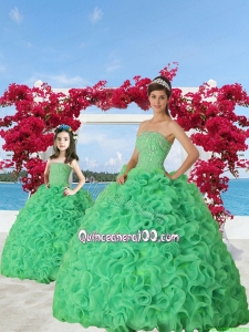 New Arrival Spring Green Princesita Dress with Beading and Ruffles for 2015 Spring