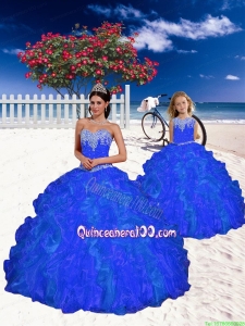 New Style Beading and Ruffles Princesita Dress in Royal Blue