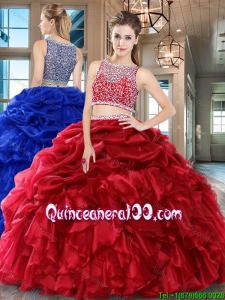 Lovely Puffy Beaded Bodice Ruffled and Bubble Quinceanera Dress in Organza