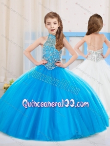 Popular Ball Gown Beaded Little Girl Pageant Dress with Halter