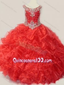 Beautiful Beaded and Ruffled Organza Mini Quinceanera Dress in Red