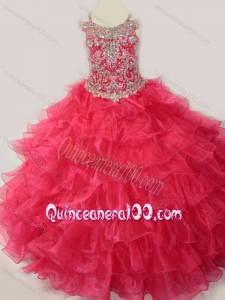Cute Ball Gown Coral Red Beading and Ruffled Layers Mini Quinceanera Dress with Straps and Off the Shoulder