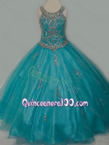 New Arrival Ball Gown Scoop Organza Long Lace Up Mini Quinceanera Dress with Beading