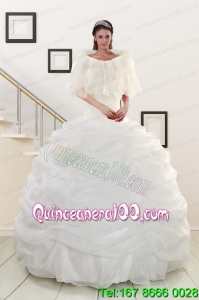 Elegant White Strapless 2015 Quinceanera Dresses with Beading