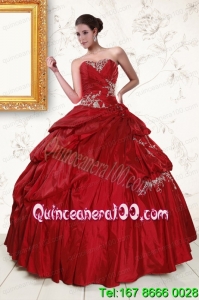 Perfect Wine Red Sweetheart Quinceanera Dresses with Embroidery