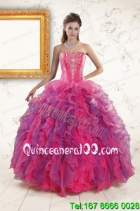 2015 Multi Color Most Popular Quinceanera Dresses with Appliques and Ruffles