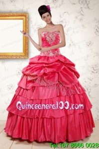 2015 The Super Hot Appliques Luxurious Sweet 16 Dresses in Coral Red