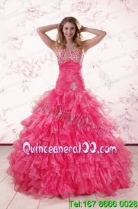 2015 Top Seller Sweetheart Hot Pink Elegant Quinceanera Dresses with Ruffles