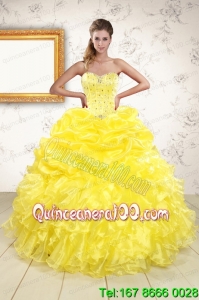 Elegant Sweetheart Yellow Quinceanera Dresses with Beading