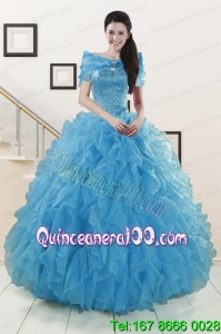 Perfect Sell Blue Quinceanera Dresses With Beading and Ruffles