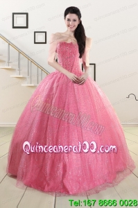 Perfect Strapless Quinceanera Dresses in Rose Pink