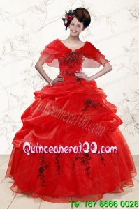 Sweetheart Red Luxurious Quinceanera Dresses With Applique for 2015