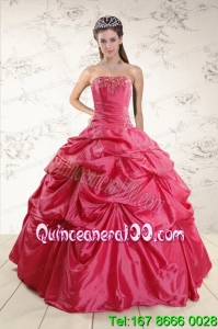2015 Most Popular Appliques Quinceanera Dresses in Hot Pink