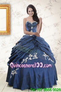 2015 Most Popular Sweetheart Ball Gown Quinceanera Dresses in Navy Blue