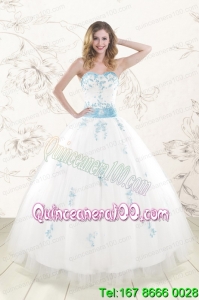Cheap White Ball Gown Sweet 16 Dresses with Appliques and Beading