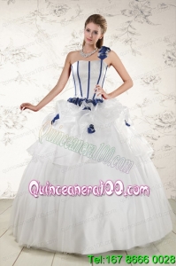Elegant White One Shoulder Hand Made Flower Sweet 16 Dresses for 2015