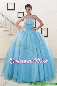 Aqua Blue Super Hot Traditional Quinceanera Dresses for 2015