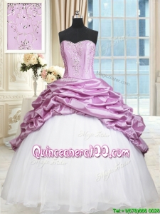 2017 Elegant Beaded and Bubble Lilac and White Quinceanera Dress in Organza and Taffeta
