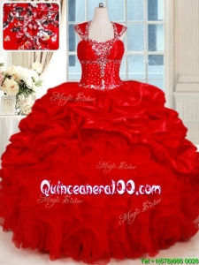 Gorgeous Organza and Taffeta Red Quinceanera Dress with Ruffles and Bubbles