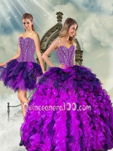 Unique Multi-color Sweet 16 Dresses with Beading and Ruffles for 2015