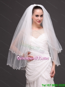 Two-tier Tulle White Ribbon Edge For Bridal Veil
