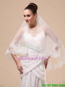 Lace Appliques Two-tier Tulle Popular Wedding Veil