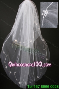 Pearl Trim Edge Gorgeous Tulle Bridal Veil
