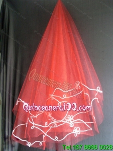 Red Tulle Wedding Veil