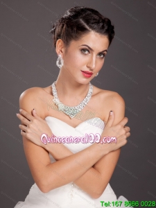 Exquisite Crystal Alloy Jewelry Set Including Necklace And Earrings