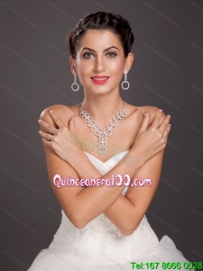 Marvelous Round Shaped Alloy Wedding Jewelry Set Including Necklace And Earrings