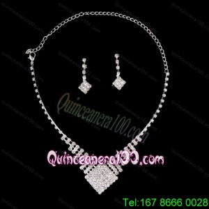 Stunning Crystals Alloy Plated Wedding Jewelry Set Including Necklace And Earrings
