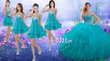 Wonderful Beaded and Ruffled Quinceanera Dress and Beautiful Straps Sequined Dama Dresses