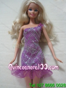 Fashion One Shoulder Mini length Dress With Beading Gown For Barbie Doll