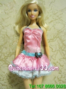 Pretty Bow Short Pink Barbie Doll Dress
